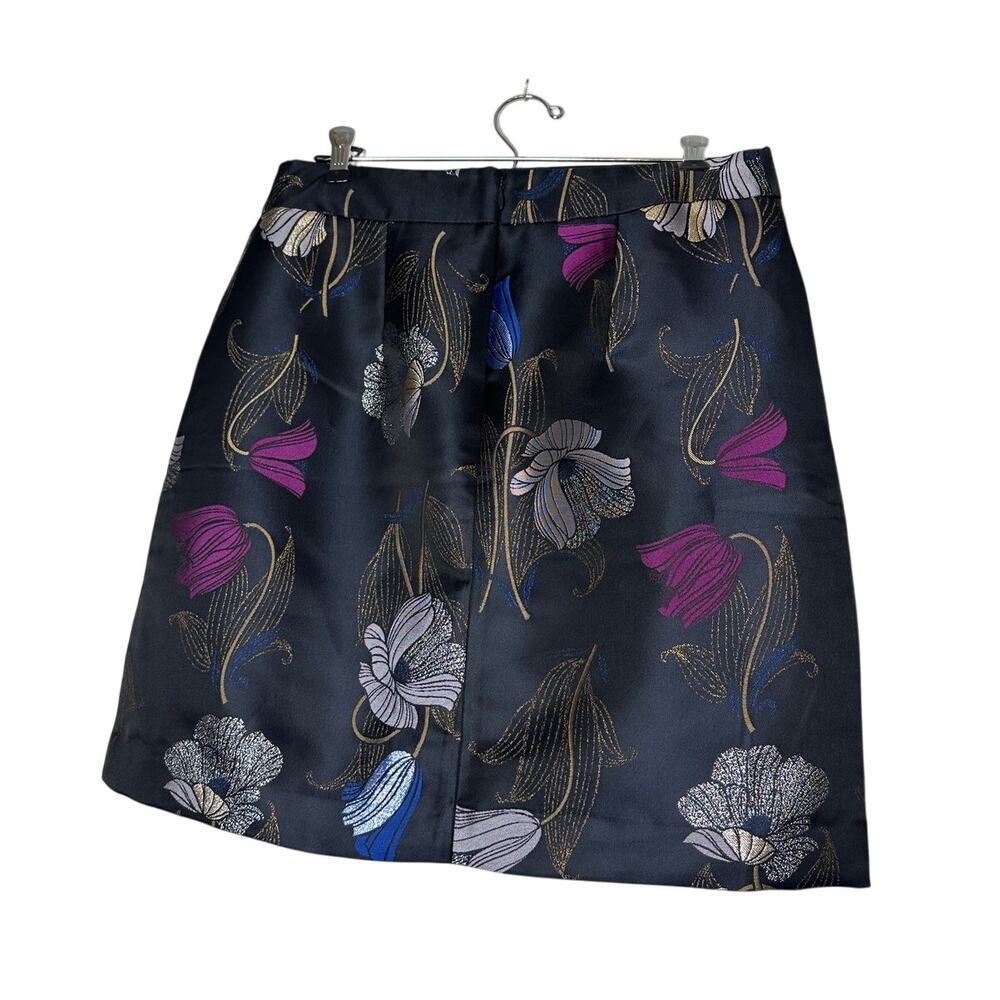NWT Ann Taylor Size 6 Black Pink Floral A-Line Mini Embroidery Cocktail Skirt